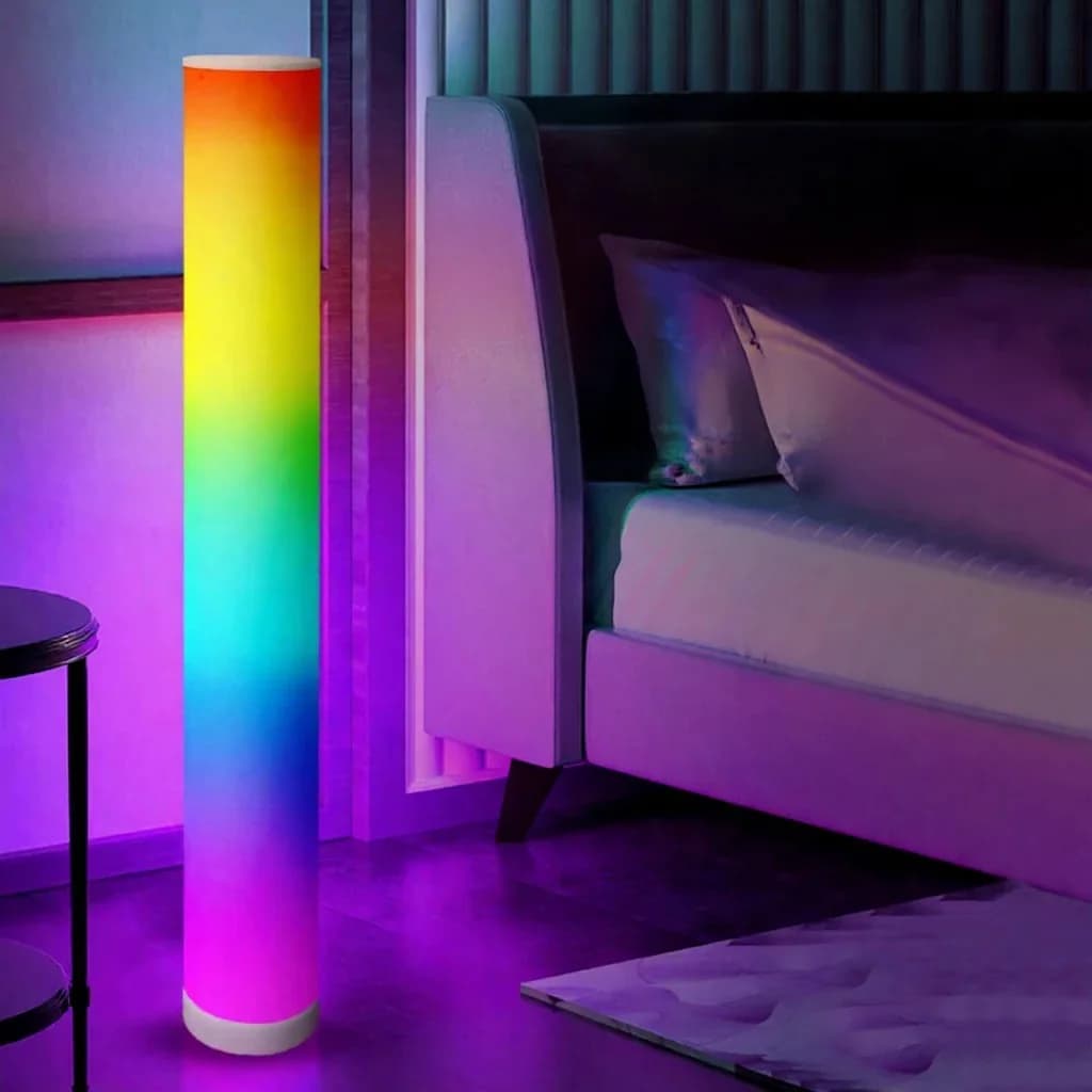 RGB hengeres állólámpa zenei szinkronnal és távirányítóval
