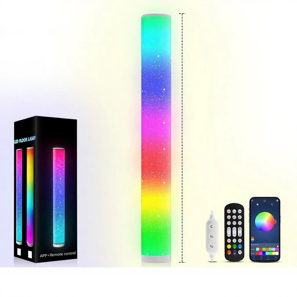 RGB LED állólámpa csillagmintával, távirányítós és alkalmazásvezérléssel