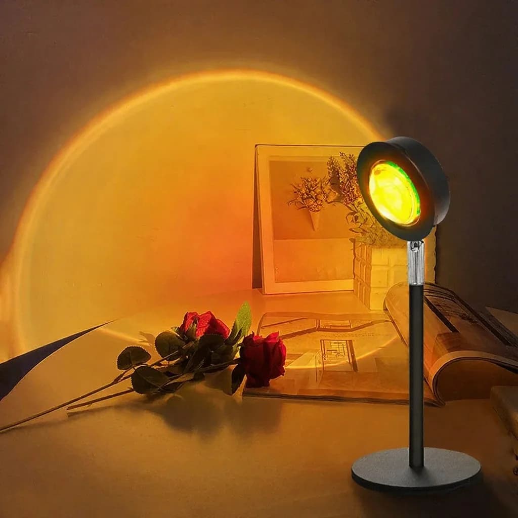USB naplemente vetítő lámpa RGB hangulatfény asztali dekorációhoz