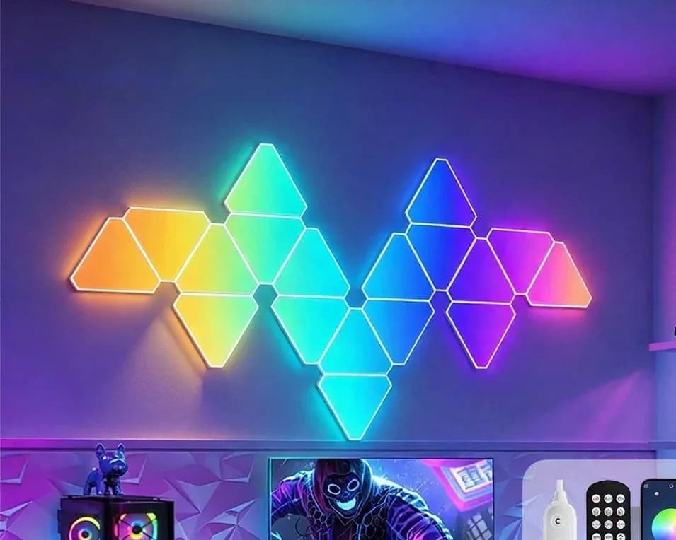 Háromszög alakú intelligens LED fali lámpa szett RGB hangulati gaming dekorációhoz