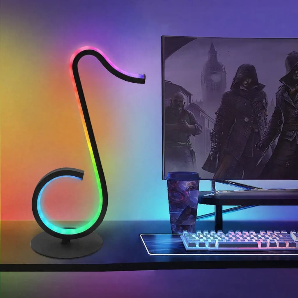 RGB zenei hangjegy hangulatvilágítás USB-asztali lámpa távirányítóval