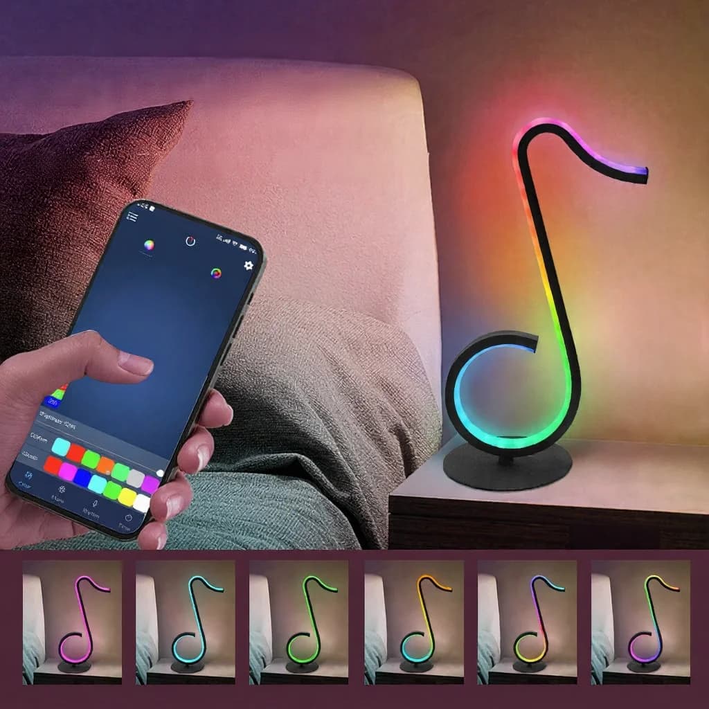 RGB zenei hangjegy hangulatvilágítás USB-asztali lámpa távirányítóval