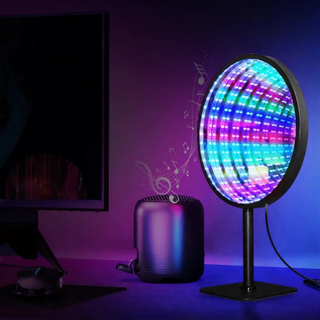 Kerek akril végtelen tükör 3D mélység fény USB RGB hangulatlámpa
