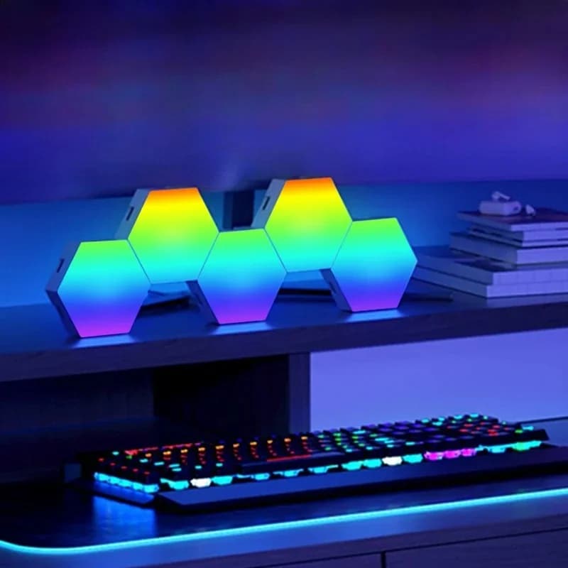 RGB hatszögletű hangreaktív fénypanelek alkalmazásvezérléssel