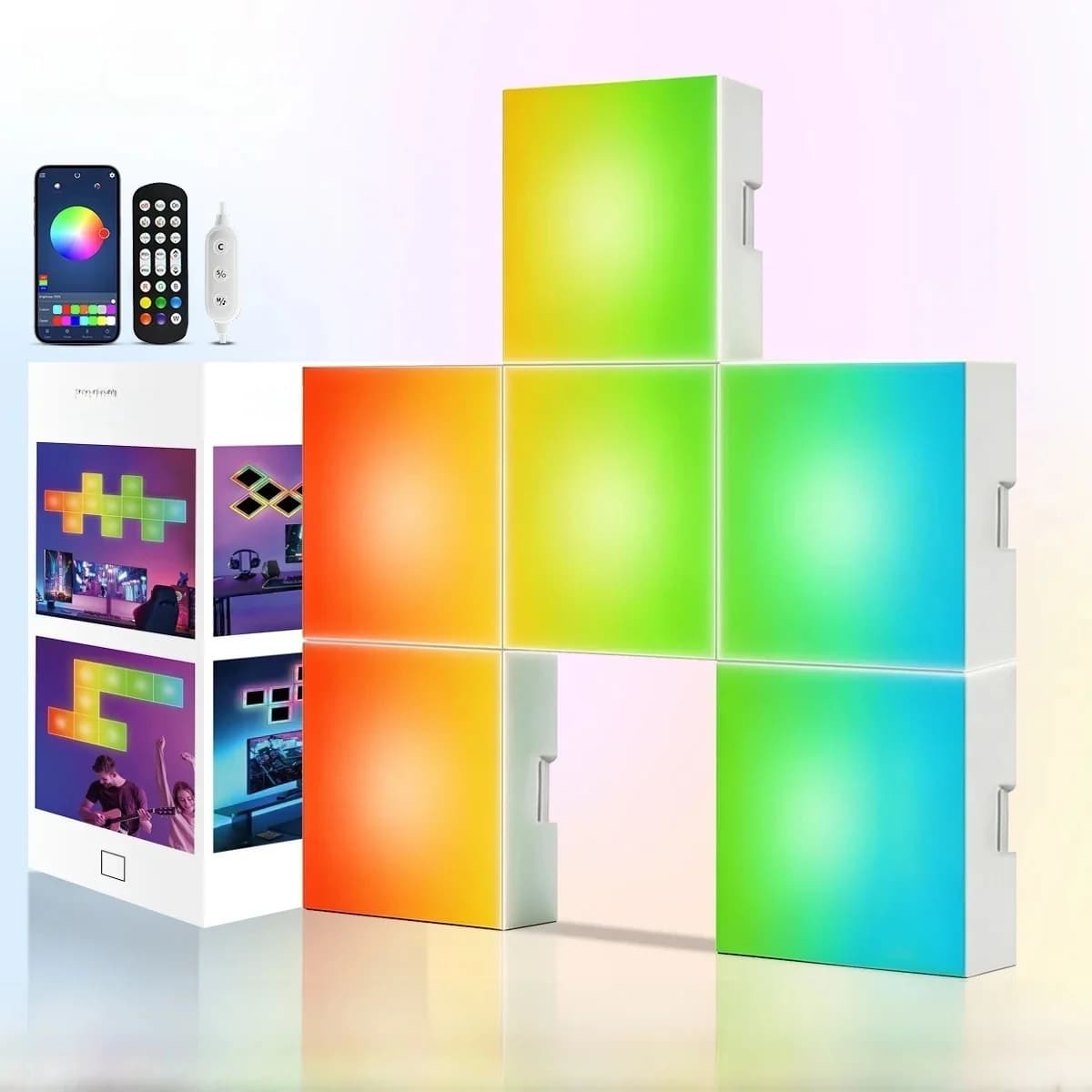 Négyzet alakú RGB zene szinkron fénypanelek falra szerelhető hangulatlámpa