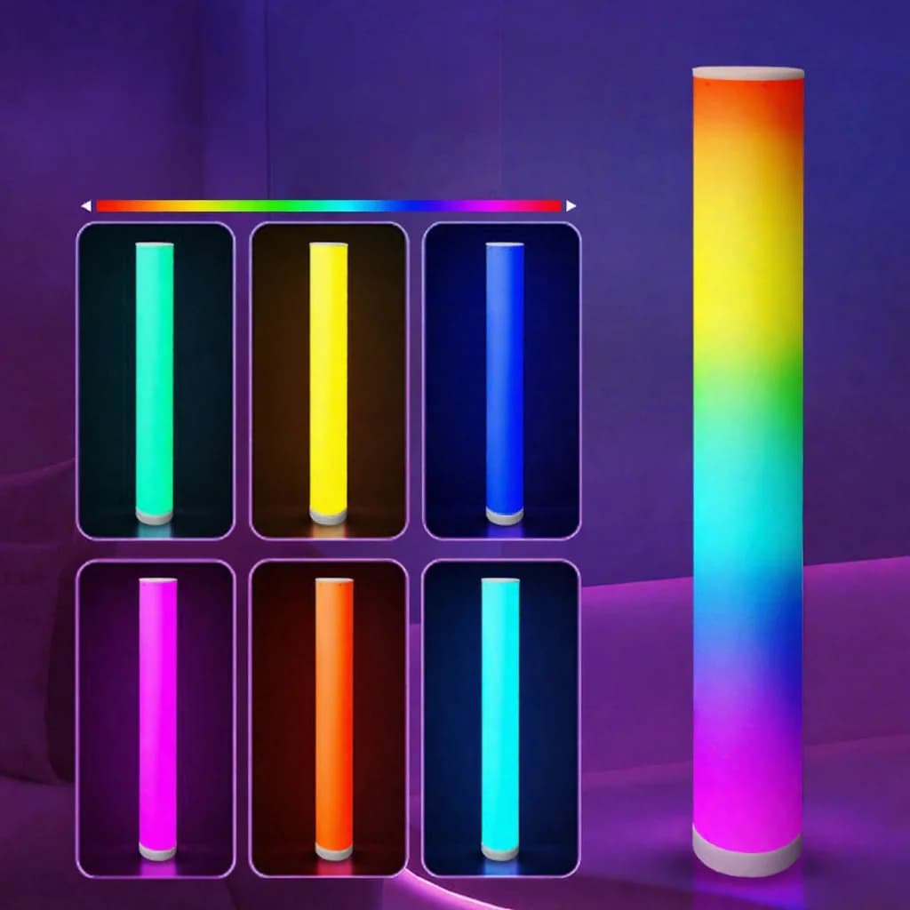 RGB hengeres állólámpa zenei szinkronnal és távirányítóval
