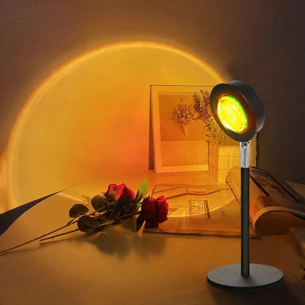 USB naplemente vetítő lámpa RGB hangulatfény asztali dekorációhoz