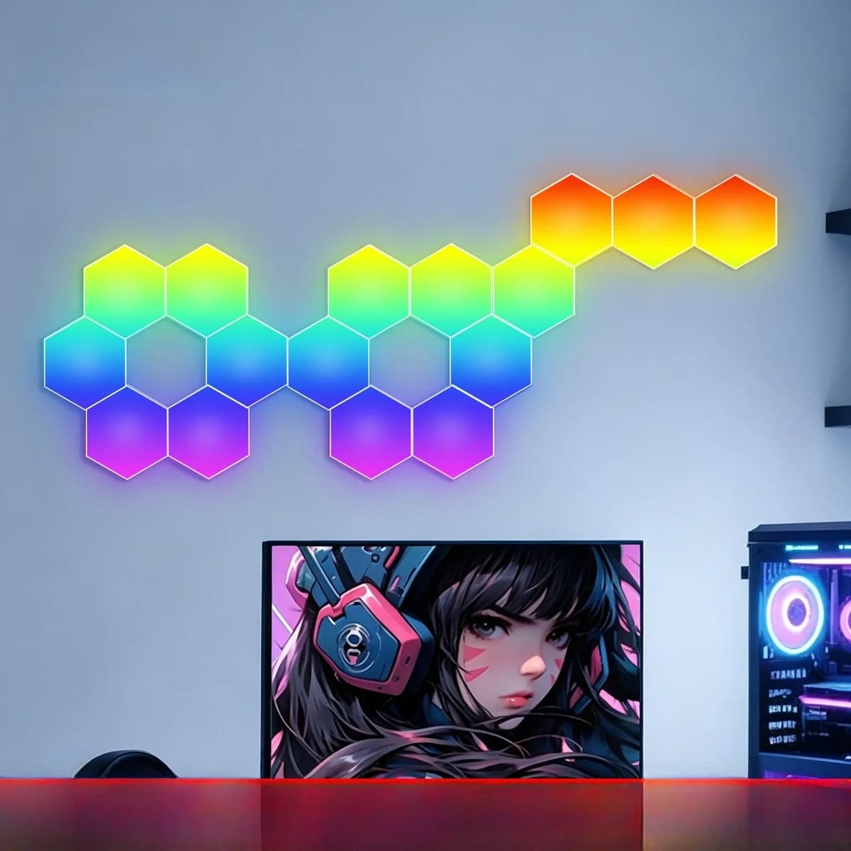 RGB hatszögletű hangreaktív fénypanelek alkalmazásvezérléssel