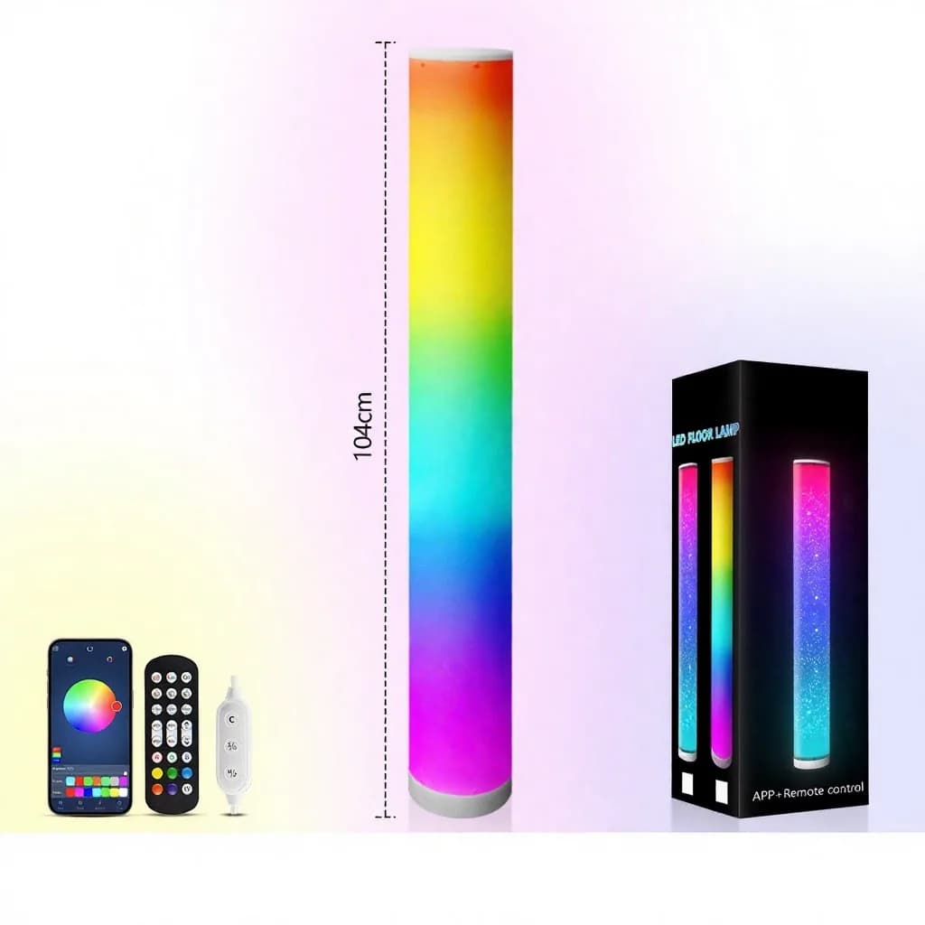 RGB hengeres állólámpa zenei szinkronnal és távirányítóval