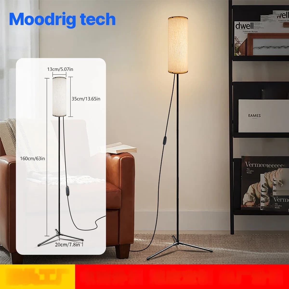 LED állólámpa textilernyővel, dimmelhető háromszínű fény