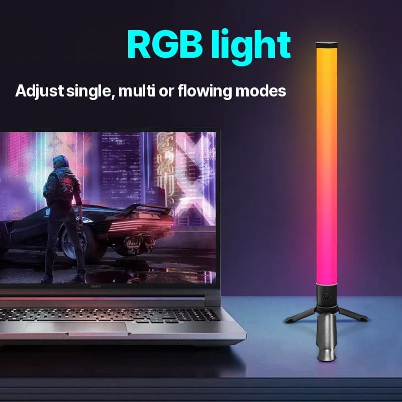 LED asztali tripod hangulatvilágítás zenei szinkronnal és RGB effektekkel