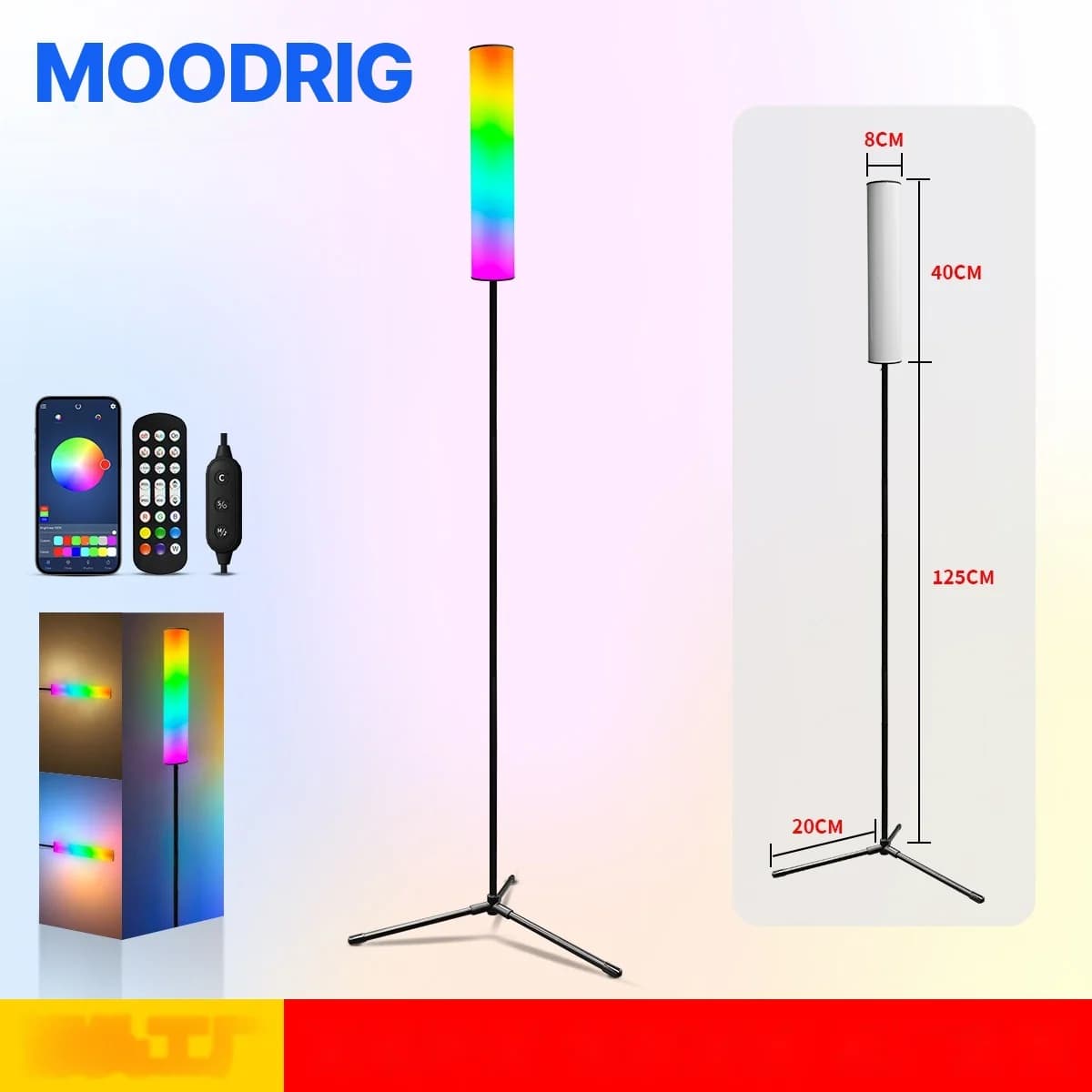 RGB LED tripod állólámpa távirányítóval hálószobába és nappaliba