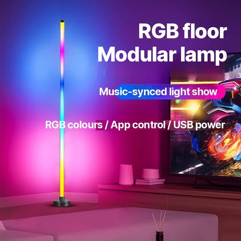 RGB LED sarok állólámpa zenei szinkronnal, app és távirányítós vezérléssel