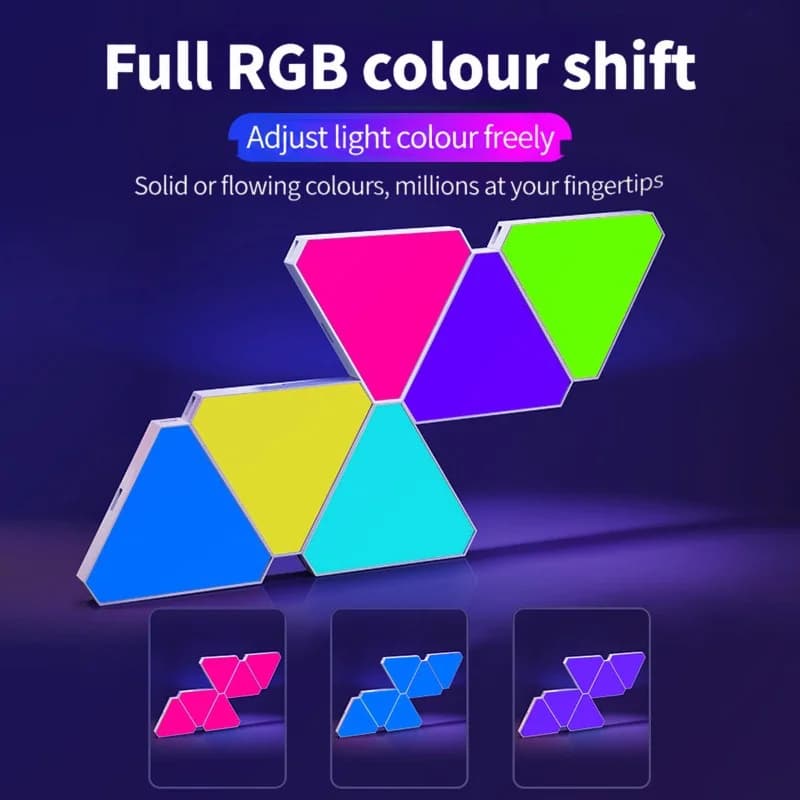 Háromszög alakú intelligens LED fali lámpa szett RGB hangulati gaming dekorációhoz