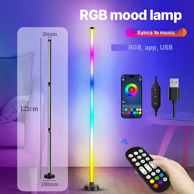 RGB színváltó állólámpa zene szinkronnal és applikációs vezérléssel